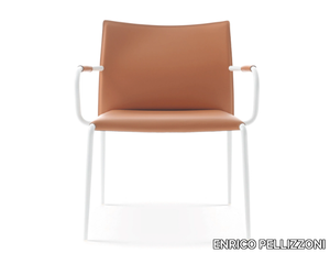 GAZZELLA - Tanned leather chair with armrests _ ENRICO PELLIZZONI