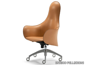 HIPOD - Swivel tanned leather armchair with armrests _ ENRICO PELLIZZONI