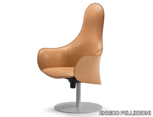 HIPOD - Tanned leather armchair with armrests _ ENRICO PELLIZZONI