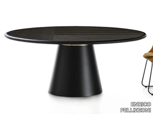 LOOP - Round tanned leather table _ ENRICO PELLIZZONI