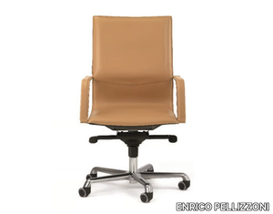 LYBRA - Height-adjustable tanned leather office chair _ ENRICO PELLIZZONI