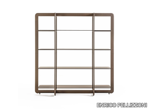 MUSA - Open freestanding tanned leather and crystal bookcase _ ENRICO PELLIZZONI