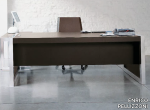 STRATO - Rectangular tanned leather office desk _ ENRICO PELLIZZONI