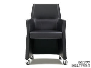 WEB - Upholstered tanned leather office chair with armrests _ ENRICO PELLIZZONI