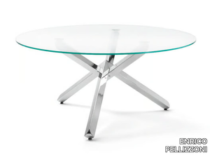 VERVE - Round Glass and Stainless Steel table _ ENRICO PELLIZZONI