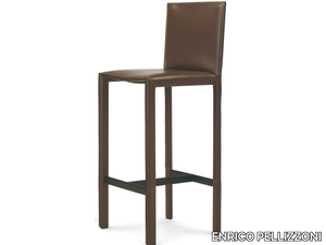 PASQUALINA - High tanned leather stool with back _ ENRICO PELLIZZONI