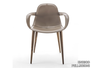 COUTURE - Tanned leather chair with armrests _ ENRICO PELLIZZONI