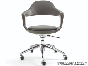 FRENCHKISS - Swivel leather office chair with castors _ ENRICO PELLIZZONI