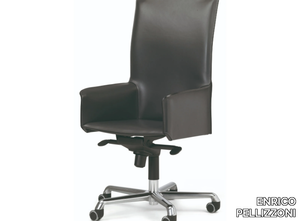 PASQUALINA - Swivel high-back tanned leather office chair with armrests _ ENRICO PELLIZZONI