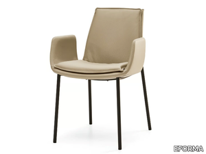 LARA - Upholstered leather chair with armrests _ EFORMA