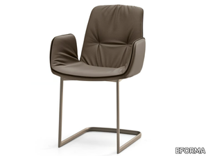 LISA - Cantilever upholstered leather chair with armrests _ EFORMA