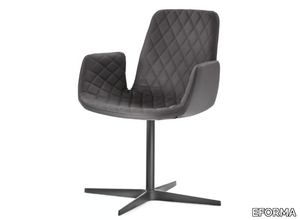 LENNY 4 WAYS - Swivel with 4-spoke base leather chair with armrests _ EFORMA