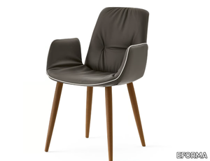 LISA - Upholstered leather chair with armrests _ EFORMA