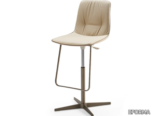 LISA - High with 4-spoke base leather stool height-adjustable _ EFORMA