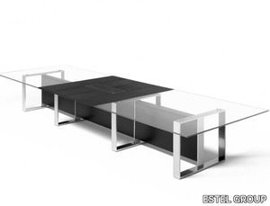 ALTAGAMMA - Wood and glass meeting table with cable management _ ESTEL GROUP