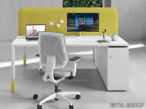 ASTERISCO APP - TOP FLY - Multiple wooden office desk with sound absorbing screens _ ESTEL GROUP