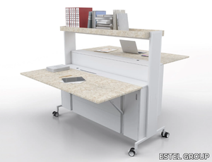 SCRIVANIA MOBILE - Rectangular wooden writing desk with bookcase _ ESTEL GROUP