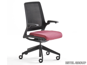 SELF - Upholstered mesh office chair with castors with 5-Spoke base _ ESTEL GROUP