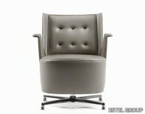 EMBRASSE LOUNGE - With 4-spoke base tufted leather easy chair _ ESTEL GROUP