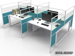 CARING ASTERISCO CORNICE IN A - Glass and aluminium desktop partition _ ESTEL GROUP