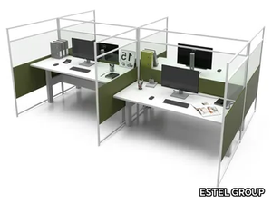 CARING EVO HP A - Glass and aluminium desktop partition _ ESTEL GROUP