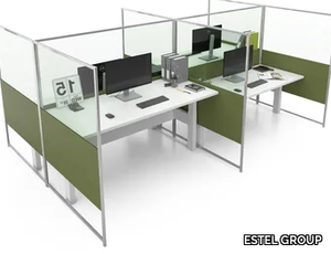 CARING EVO HP B - Glass and aluminium desktop partition _ ESTEL GROUP