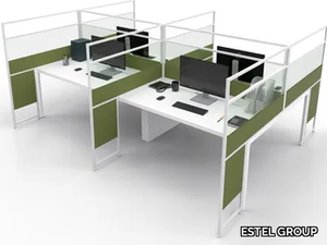 CARING MORE A - Glass and aluminium desktop partition _ ESTEL GROUP