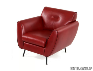 OLIVE - Leather armchair with armrests _ ESTEL GROUP