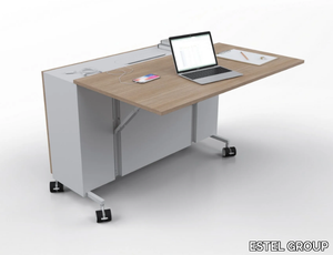 SCRIVANIA MOBILE - Rectangular wooden writing desk with castors _ ESTEL GROUP