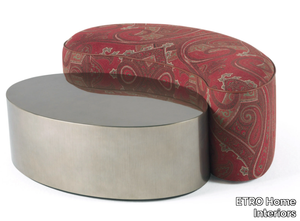 GOA - Upholstered fabric pouf with wooden coffee table _ ETRO Home Interiors