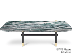 WOODSTOCK - Low rectangular marble and wooden coffee table _ ETRO Home Interiors