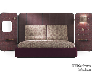 TIMGAD - Wooden and velvet king size bed with integrated nightstands _ ETRO Home Interiors