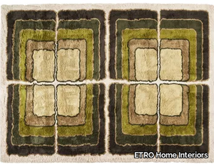 GREEN MOSS - Rectangular handmade mohair and bamboo rug with geometric shapes _ ETRO Home Interiors