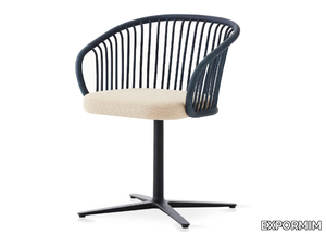 HUMA - Swivel with 4-spoke base rattan chair with fabric integrated cushion _ EXPORMIM