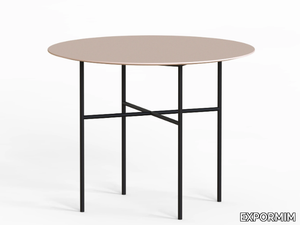 GRADA - Round stainless steel and wood table _ EXPORMIM