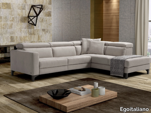 MATT - Corner leather sofa with electric motion _ Egoitaliano