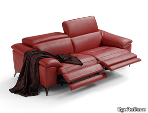 MARTINE - 3 seater relaxing leather sofa with electric motion _ Egoitaliano