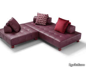 L'EGO - Corner sectional tufted leather sofa _ Egoitaliano