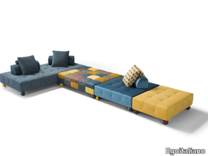 L'EGO - Sectional leather and fabric sofa _ Egoitaliano