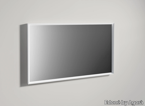 MIRROR WITH ALUMINUM FRAME AND LED - Wall-mounted framed rectangular mirror _ Edoné by Agorà