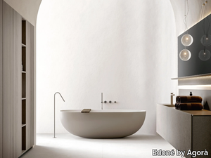 HEX 2333 - Wall-mounted vanity unit with integrated washbasin _ Edoné by Agorà