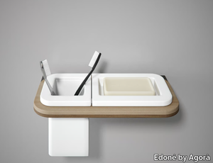 PIEGA WOOD - Ceramic soap dish / toothbrush holder _ Edoné by Agorà