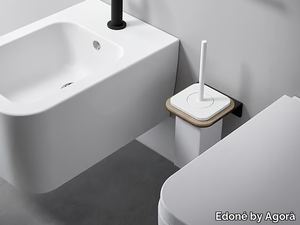 PIEGA WOOD - Wall-mounted ceramic toilet brush _ Edoné by Agorà