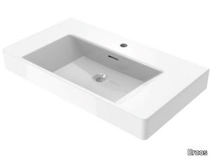 MALIBU - Wall-mounted rectangular ceramic washbasin _ Ercos