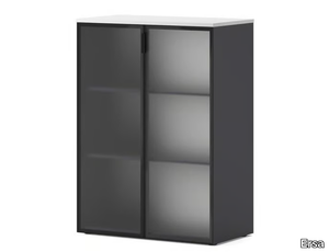 ARCADIAN - Tall glass office storage unit with hinged doors _ Ersa