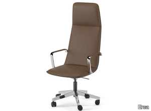 CLEEK - High-back swivel leather executive chair with castors _ Ersa