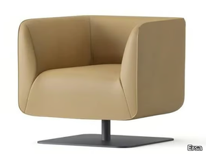 CLUB - Swivel leather easy chair with armrests _ Ersa