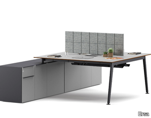 HANA - L-shaped wooden office desk with drawers _ Ersa