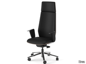 TALIA - Swivel leather office chair with armrests with 5-Spoke base _ Ersa