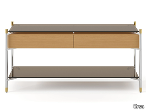 TUBE - Rectangular glass console table with drawers _ Ersa